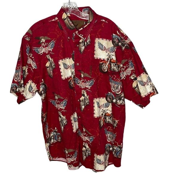 North River Outfitters Vintage Motorcycle Americana Button Down Shirt. Size XL. - Picture 1 of 8